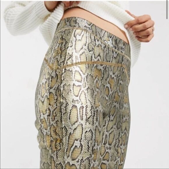 Free People Gold Snake Skin Print Leggings - Picture 3 of 13